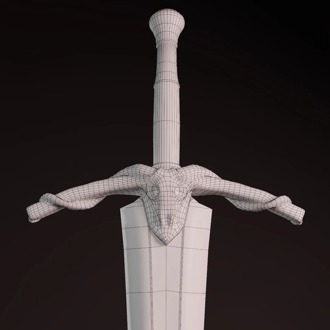 Sword wireframe showing topology