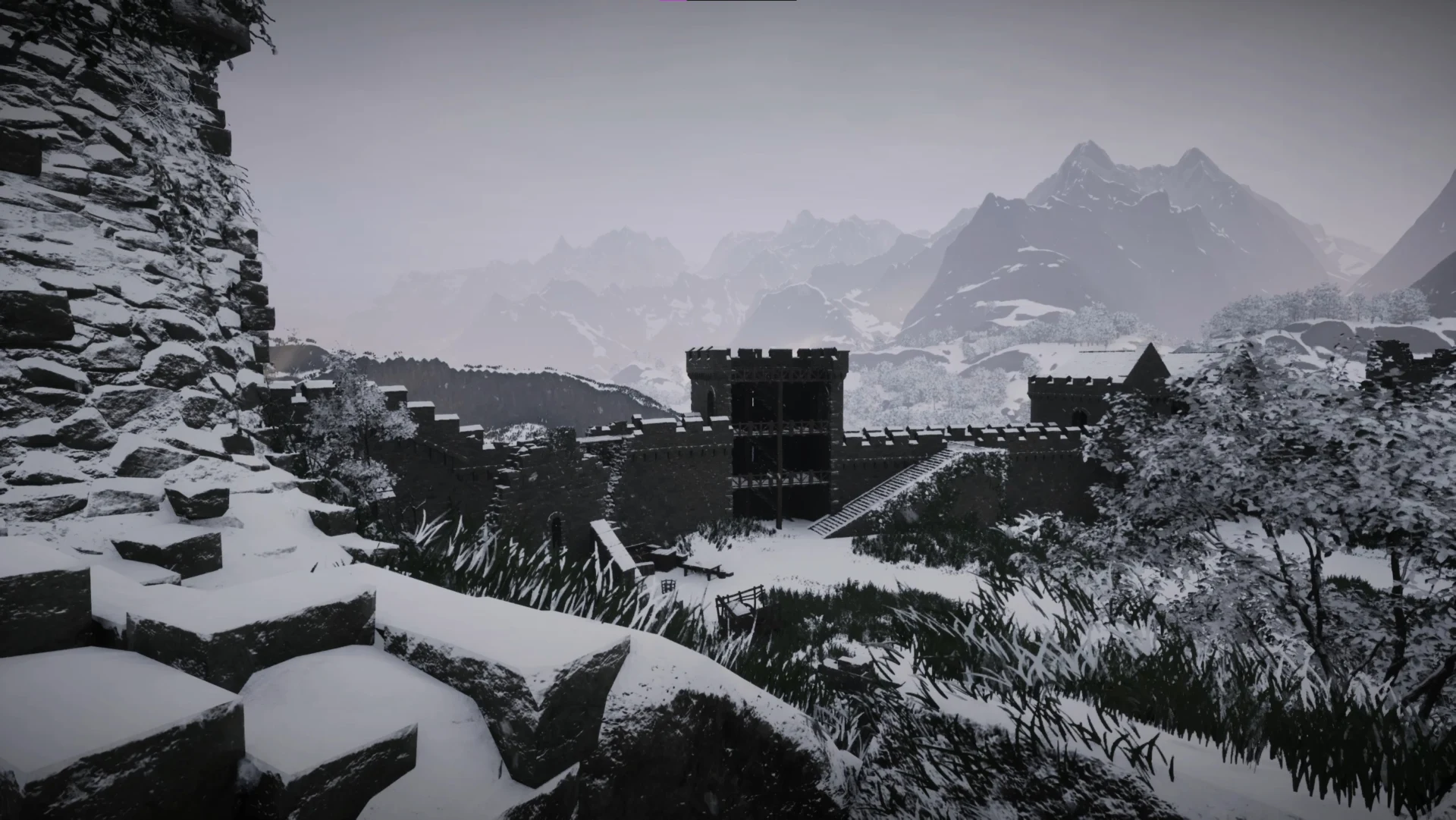 Castle winter scene