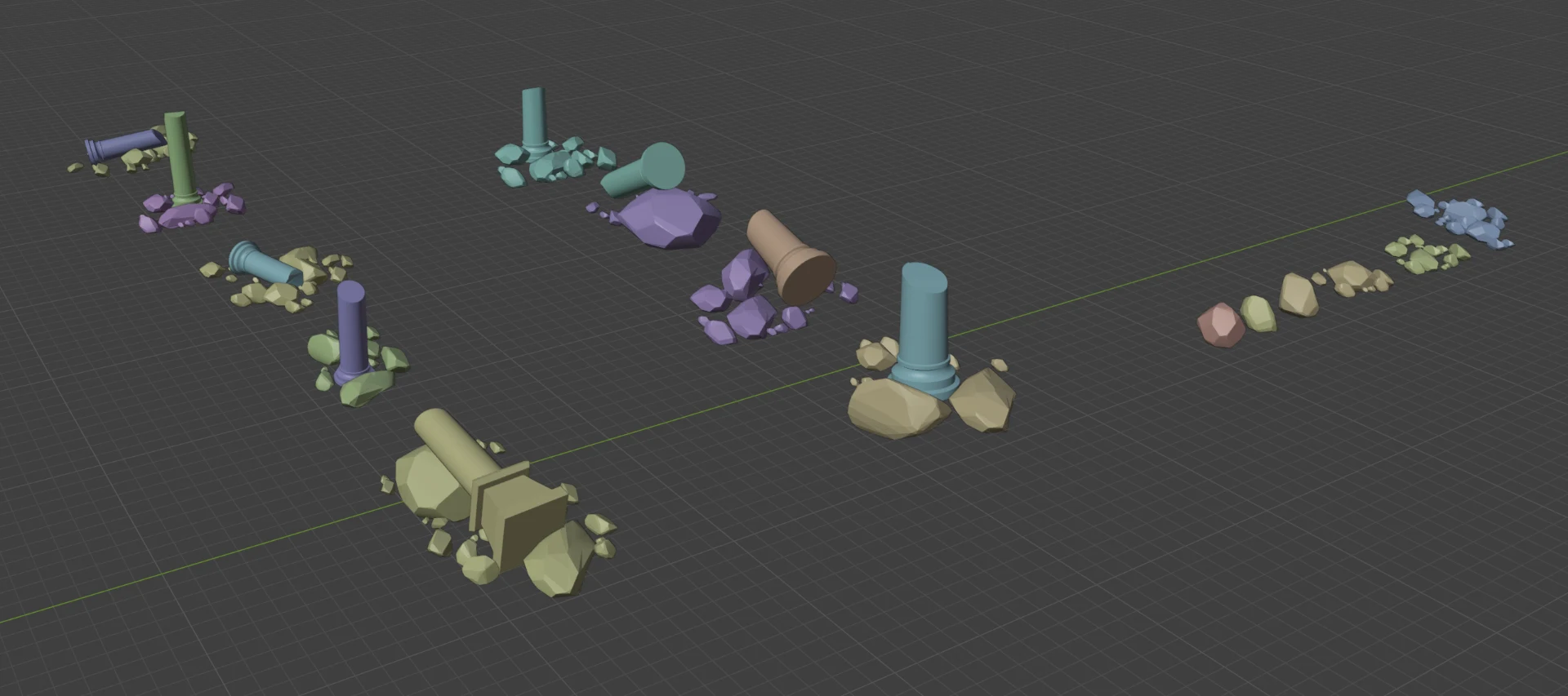 Low-poly rubble assets